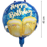 Balon Din Folie Metalizata, Mini Figurina Rotunda, Happy Birthday, Tematica Aniversare, 45 Cm, Ambalaj Individual, Pai Inclus, Umflare Cu Aer Sau Heliu - vivimall.ro