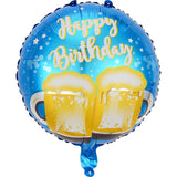 Balon Din Folie Metalizata, Mini Figurina Rotunda, Happy Birthday, Tematica Aniversare, 45 Cm, Ambalaj Individual, Pai Inclus, Umflare Cu Aer Sau Heliu - vivimall.ro