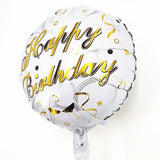 Balon Din Folie Metalizata, Mini Figurina Rotunda, Model Happy Birthday, Tema Aniversare, 45 Cm, Ambalaj Individual, Pai Inclus, Umflare Cu Aer Sau Heliu,