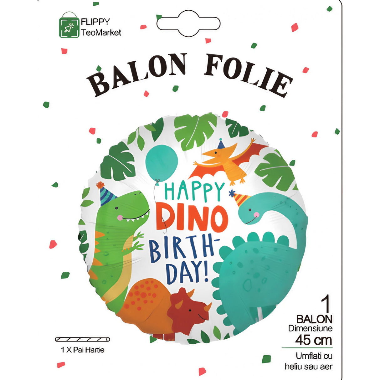 Balon Din Folie Metalizata, Mini Figurina Rotunda, Tema Aniversare, 45 Cm, Ambalaj Individual, Pai Inclus, Umflare Cu Aer Sau Heliu - vivimall.ro
