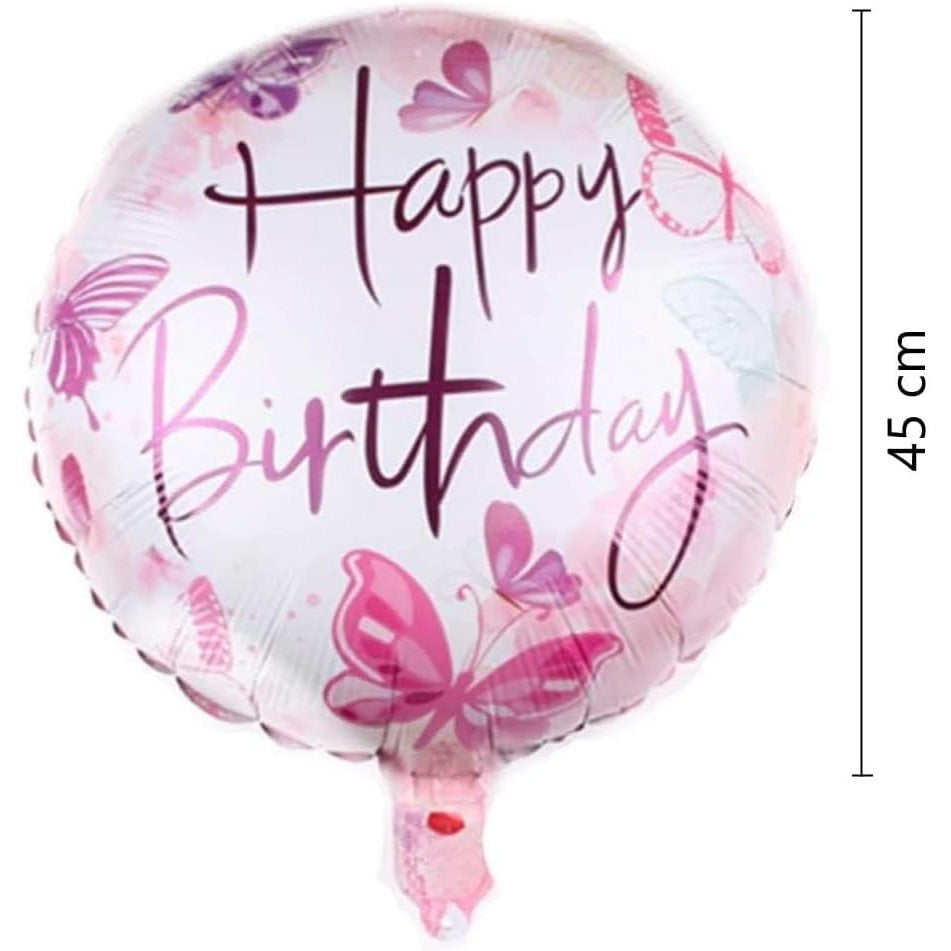 Balon Din Folie Metalizata, Mini Figurina Rotunda, Tema Aniversare, 45 Cm, Ambalaj Individual, Pai Inclus, Umflare Cu Aer Sau Heliu - vivimall.ro