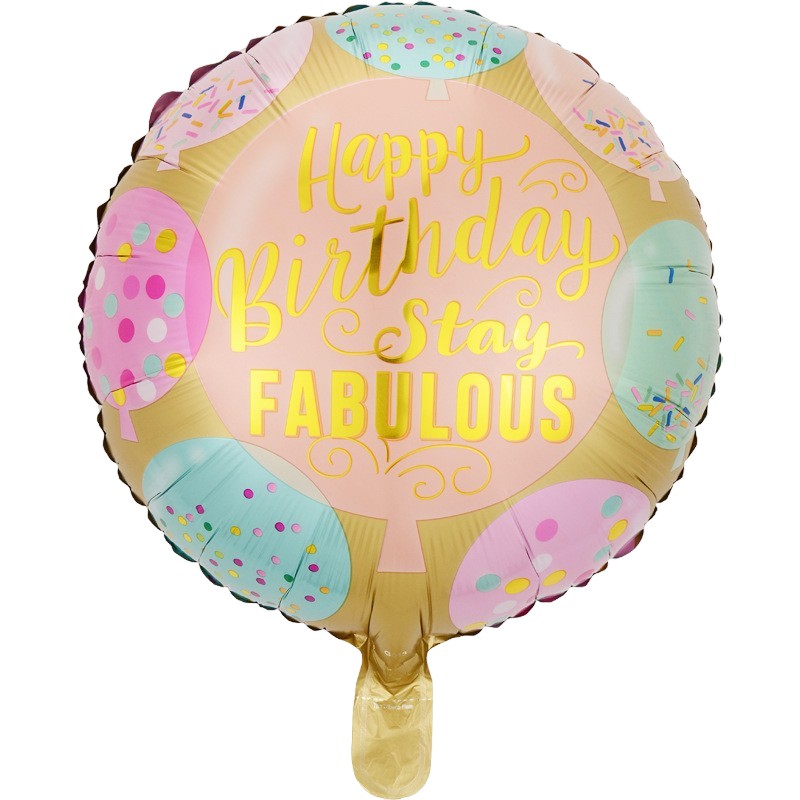 Balon Din Folie Metalizata, Mini Figurina Rotunda, Tematica Aniversare, 45 Cm, Ambalaj Individual, Pai Inclus, Umflare Cu Aer Sau Heliu - vivimall.ro