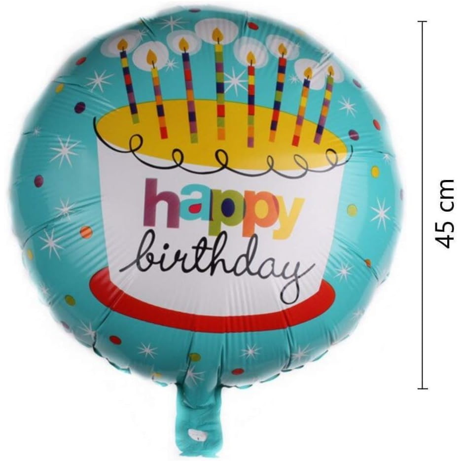 Balon Din Folie Metalizata, Mini Figurina Rotunda, Tema Aniversare, 45 Cm, Ambalaj Individual, Pai Inclus, Umflare Cu Aer Sau Heliu - vivimall.ro