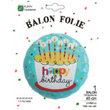 Balon Din Folie Metalizata, Mini Figurina Rotunda, Tema Aniversare, 45 Cm, Ambalaj Individual, Pai Inclus, Umflare Cu Aer Sau Heliu - vivimall.ro