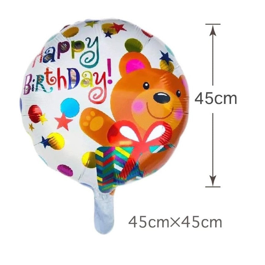 Balon Din Folie Metalizata, Mini Figurina Rotunda, Tema Aniversare, 45 Cm, Ambalaj Individual, Pai Inclus, Umflare Cu Aer Sau Heliu - vivimall.ro