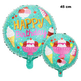 Balon Din Folie Metalizata, Mini Figurina Rotunda, Happy Birthday, Tematica Aniversare, 45 Cm, Ambalaj Individual, Pai Inclus, Umflare Cu Aer Sau Heliu - vivimall.ro