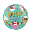 Balon Din Folie Metalizata, Mini Figurina Rotunda, Happy Birthday, Tematica Aniversare, 45 Cm, Ambalaj Individual, Pai Inclus, Umflare Cu Aer Sau Heliu - vivimall.ro