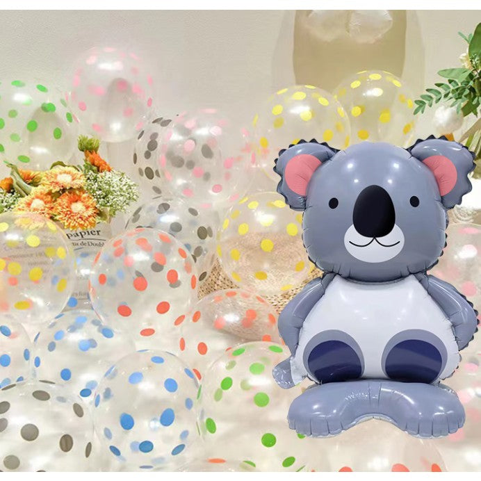 Balon Din Folie Metalizata, Mini Figurine Animalute, Tematica Aniversare, Ambalaj Individual, Pai Inclus, Umflare Cu Aer Sau Heliu
