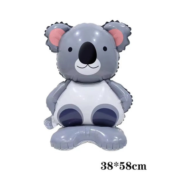 Balon Din Folie Metalizata, Mini Figurine Animalute, Tematica Aniversare, Ambalaj Individual, Pai Inclus, Umflare Cu Aer Sau Heliu