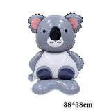 Balon Din Folie Metalizata, Mini Figurine Animalute, Tematica Aniversare, Ambalaj Individual, Pai Inclus, Umflare Cu Aer Sau Heliu