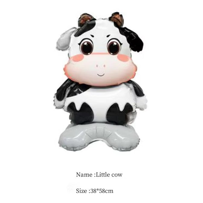 Balon Din Folie Metalizata, Mini Figurine Animalute, Tematica Aniversare, Ambalaj Individual, Pai Inclus, Umflare Cu Aer Sau Heliu