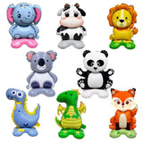 Balon Din Folie Metalizata, Mini Figurine Animalute, Tematica Aniversare, Ambalaj Individual, Pai Inclus, Umflare Cu Aer Sau Heliu