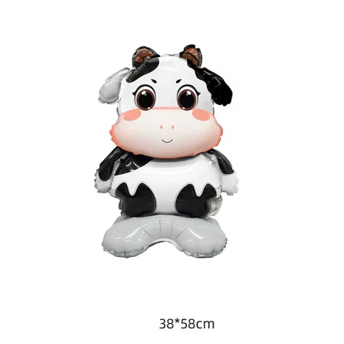 Balon Din Folie Metalizata, Mini Figurine Animalute, Tematica Aniversare, Ambalaj Individual, Pai Inclus, Umflare Cu Aer Sau Heliu
