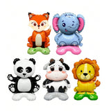 Balon Din Folie Metalizata, Mini Figurine Animalute, Tematica Aniversare, Ambalaj Individual, Pai Inclus, Umflare Cu Aer Sau Heliu