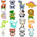 Balon Din Folie Metalizata, Mini Figurine Animalute, Tematica Aniversare, Ambalaj Individual, Pai Inclus, Umflare Cu Aer Sau Heliu