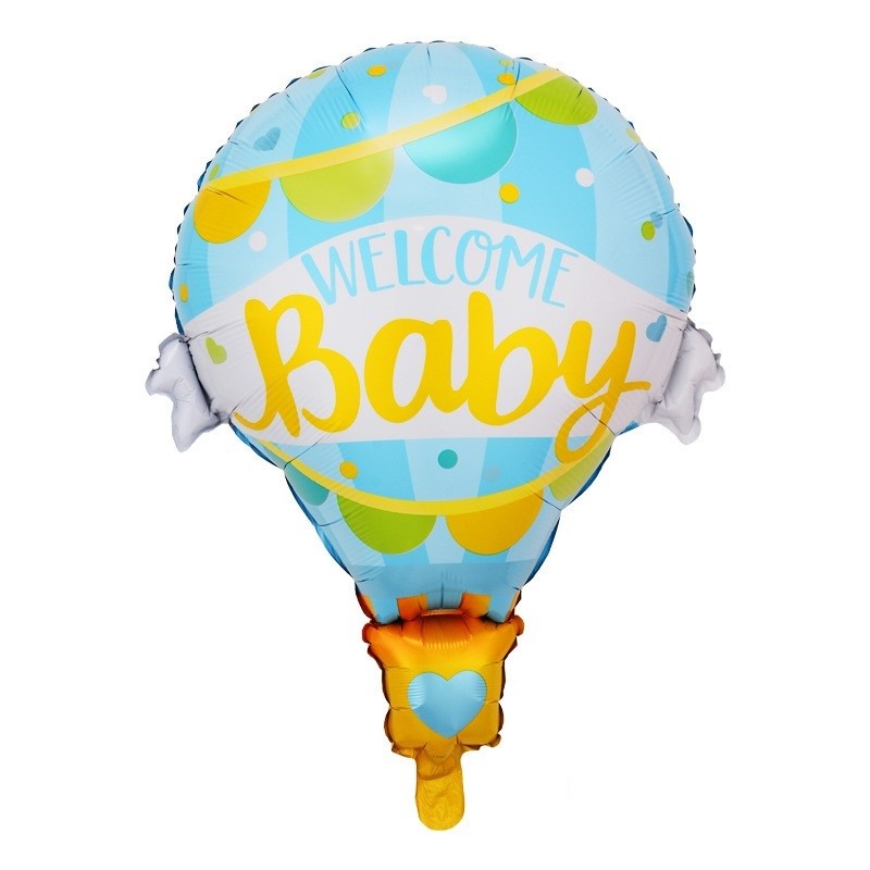 Balon Din Folie Metalizata, Mini Figurine, Tematica Welcome Baby, Ambalaj Individual, Pai Inclus, Umflare Cu Aer Sau Heliu