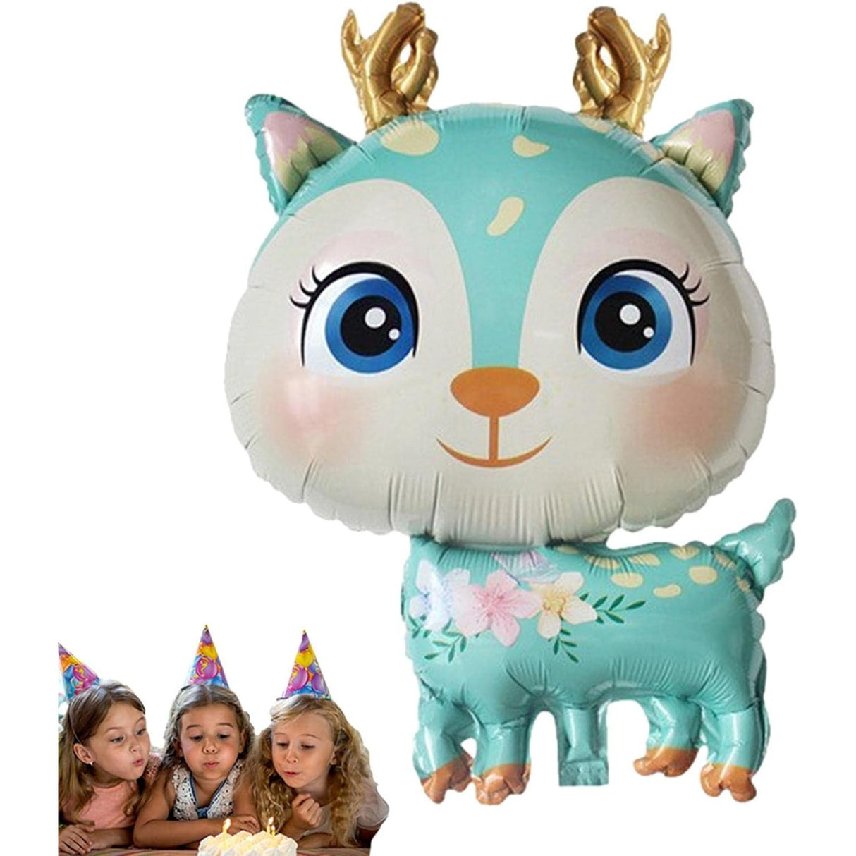 Balon Din Folie Metalizata, Mini Figurine, Model Cerb, Tematica Aniversare, Ambalaj Individual, Pai Inclus, Umflare Cu Aer Sau Heliu,
