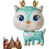 Balon Din Folie Metalizata, Mini Figurine, Model Cerb, Tematica Aniversare, Ambalaj Individual, Pai Inclus, Umflare Cu Aer Sau Heliu,