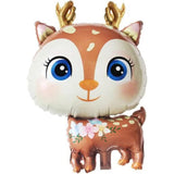 Balon Din Folie Metalizata, Mini Figurine, Model Cerb, Tematica Aniversare, Ambalaj Individual, Pai Inclus, Umflare Cu Aer Sau Heliu,
