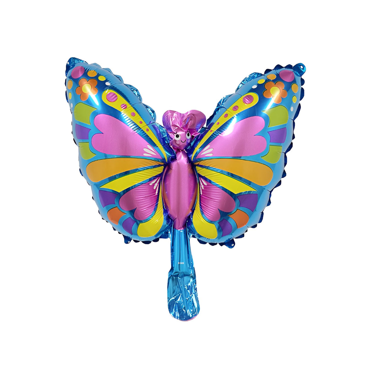 Balon din Folie Metalizata Vivimall, Mini Figurine, Model Fluturaș, 40x34cm, Ambalaj Individual, Pai Inclus, Umflare cu Aer si Heliu, Multicolor