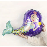 Balon Din Folie Metalizata, Mini Figurine, Model Sirena Cu Par, Tematica Aniversare, Ambalaj Individual, Pai Inclus, Umflare Cu Aer Sau Heliu, Multicolor