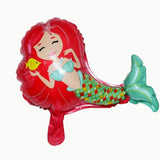 Balon Din Folie Metalizata, Mini Figurine, Model Sirena Cu Par, Tematica Aniversare, Ambalaj Individual, Pai Inclus, Umflare Cu Aer Sau Heliu, Multicolor