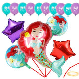 Balon Din Folie Metalizata, Mini Figurine, Model Sirena Cu Par, Tematica Aniversare, Ambalaj Individual, Pai Inclus, Umflare Cu Aer Sau Heliu, Multicolor