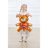 Balon din Folie Metalizata, Vivimall, Figurina Urs, Model Love, Tema Ziua Indragostitilor, 60x63cm, Ambalaj Individual, Pai Inclus, Umflare cu Aer sau Heliu, Maro
