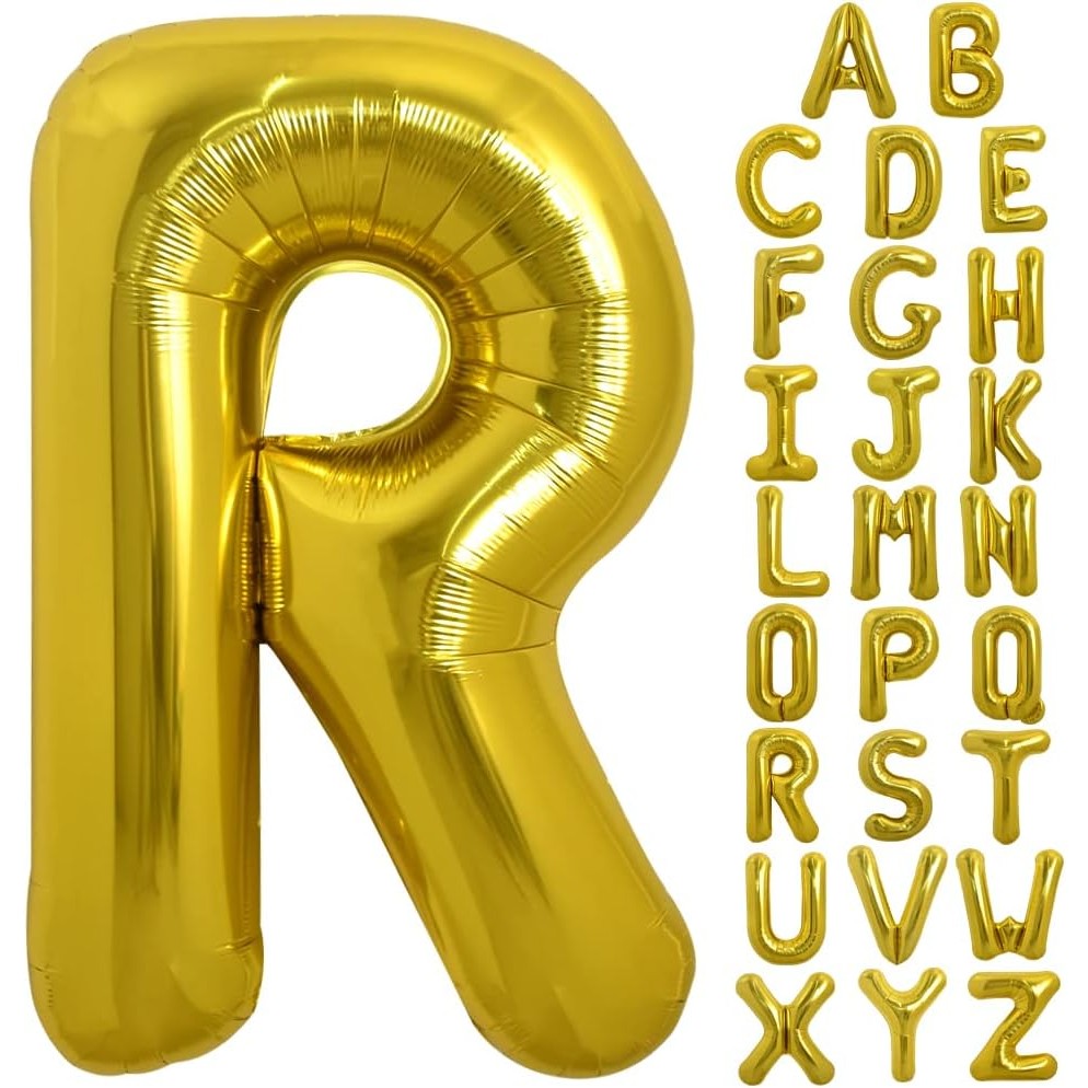 Balon Folie Metalizata Litera R, 40 Cm, Umflati Cu Heliu Sau Aer, Ambalaj Individual, Pai Inclus - vivimall.ro