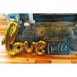 Balon Din Folie Metalizata, Model Love Scris De Mana, Tematica Ziua Îndrăgostiților, Ambalaj Individual, Pai Inclus, Umflare Cu Aer Sau Heliu,
