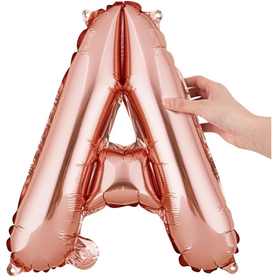 Balon Folie Metalizata Litera A, 40 Cm, Umflati Cu Heliu Sau Aer, Ambalaj Individual, Pai Inclus, Rose Gold - vivimall.ro
