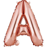 Balon Folie Metalizata Litera A, Vivimall, 40 cm, Umflati cu Heliu sau Aer, Ambalaj Individual, Pai inclus, Rose Gold - vivimall.ro