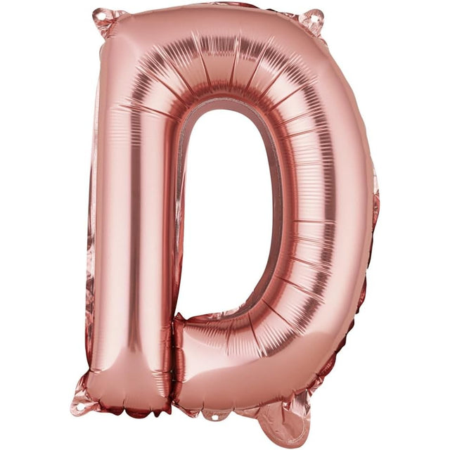 Balon Folie Metalizata Litera D, 40 Cm, Umflati Cu Heliu Sau Aer, Ambalaj Individual, Pai Inclus, Rose Gold - vivimall.ro