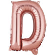 Balon Folie Metalizata Litera D, Vivimall, 40 cm, Umflati cu Heliu sau Aer, Ambalaj Individual, Pai inclus, Rose Gold - vivimall.ro