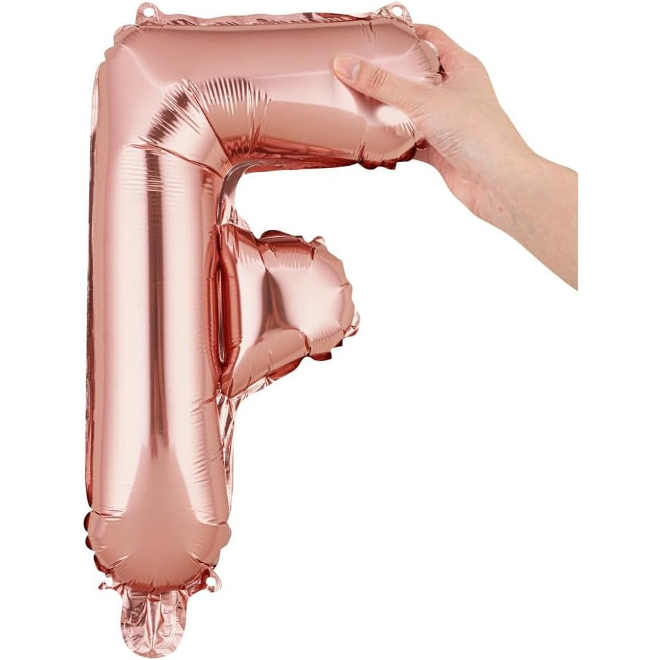 Balon Folie Metalizata Litera F, 40 Cm, Umflati Cu Heliu Sau Aer, Ambalaj Individual, Pai Inclus, Rose Gold - vivimall.ro