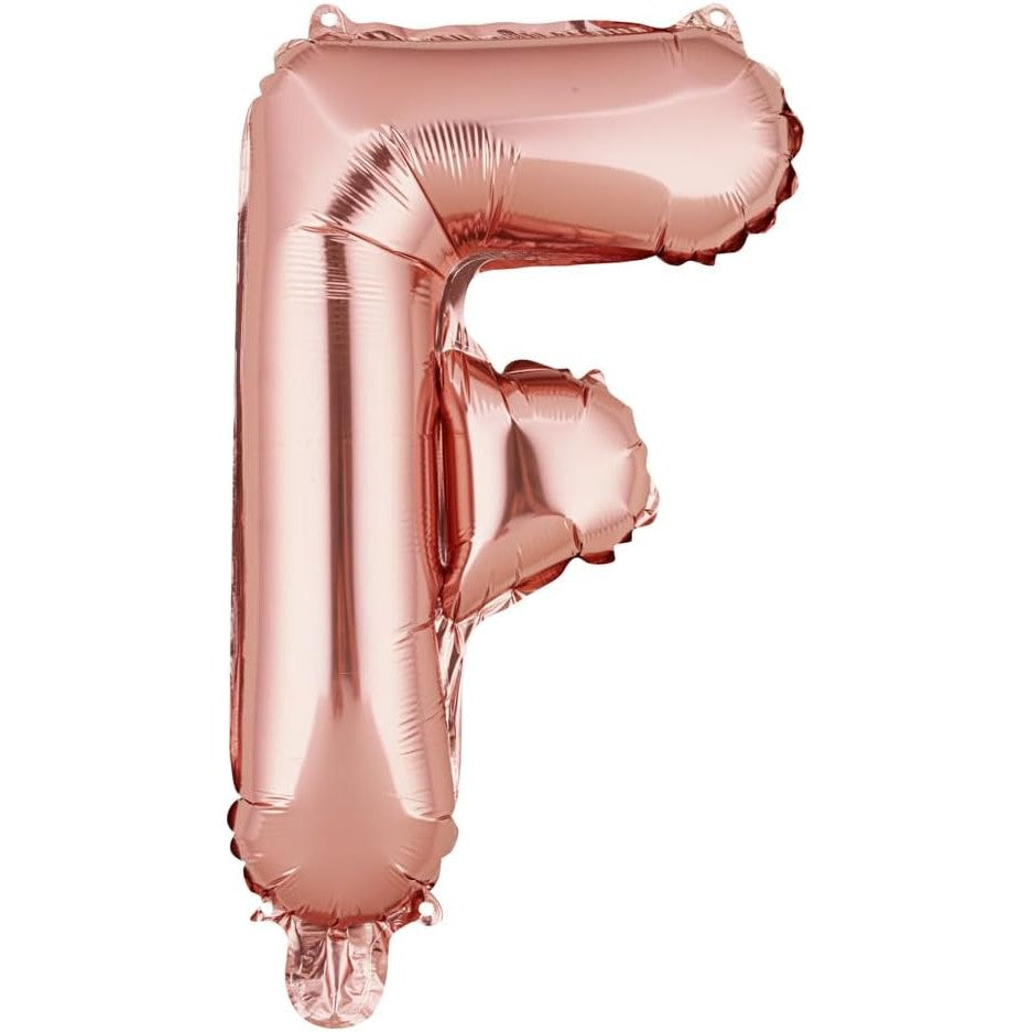 Balon Folie Metalizata Litera F, 40 Cm, Umflati Cu Heliu Sau Aer, Ambalaj Individual, Pai Inclus, Rose Gold - vivimall.ro