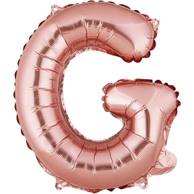 Balon Folie Metalizata Litera G, Vivimall, 40 cm, Umflati cu Heliu sau Aer, Ambalaj Individual, Pai inclus, Rose Gold - vivimall.ro