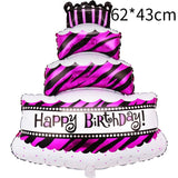 Balon Din Folie Metalizata, Model Tort Cu 4 Straturi, Balon Aniversar, Model Happy Birthday, Ambalaj Individual, Pai Inclus, Umflare Cu Aer Sau Heliu,