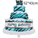 Balon Din Folie Metalizata, Model Tort Cu 4 Straturi, Balon Aniversar, Model Happy Birthday, Ambalaj Individual, Pai Inclus, Umflare Cu Aer Sau Heliu,