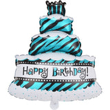 Balon Din Folie Metalizata, Model Tort Cu 4 Straturi, Balon Aniversar, Model Happy Birthday, Ambalaj Individual, Pai Inclus, Umflare Cu Aer Sau Heliu,