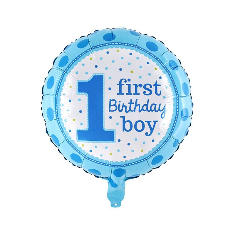 Balon Din Folie Metalizata, Prima Aniversare, 45 Cm, Ambalaj Individual, Pai Inclus, Umflare Cu Aer Sau Heliu - vivimall.ro