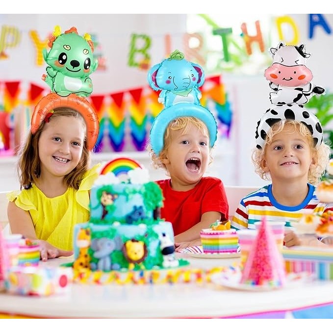 Balon din Folie Metalizata, Flippy, Tip Coronita, Model Elefant, Ambalaj Individual, Pai Inclus, Umflare cu Aer sau Heliu, 47 x 27 cm, Albastru