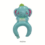 Balon din Folie Metalizata, Flippy, Tip Coronita, Model Elefant, Ambalaj Individual, Pai Inclus, Umflare cu Aer sau Heliu, 47 x 27 cm, Albastru