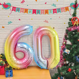 Balon din Folie Metalizata Gradient Vivimall, Figurina Cifra, Tema Aniversare 100 cm, Ambalaj Individual, Pai inclus, Umflare cu Aer sau Heliu, Multicolor, Cifra 0