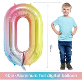 Balon Din Folie Metalizata Gradient Figurina Cifra, Tema Aniversare 100 Cm, Ambalaj Individual, Pai Inclus, Umflare Cu Aer Sau Heliu, Cifra 0 - vivimall.ro