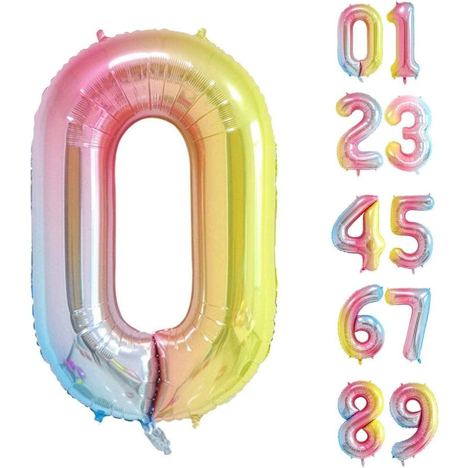 Balon Din Folie Metalizata Gradient Figurina Cifra, Tema Aniversare 100 Cm, Ambalaj Individual, Pai Inclus, Umflare Cu Aer Sau Heliu, Cifra 0 - vivimall.ro