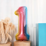 Balon Din Folie Metalizata Gradient Figurina Cifra, Tema Aniversare 100 Cm, Ambalaj Individual, Pai Inclus, Umflare Cu Aer Sau Heliu, Cifra 1 - vivimall.ro
