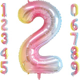 Balon din Folie Metalizata Gradient Vivimall, Figurina Cifra, Tema Aniversare 100 cm, Ambalaj Individual, Pai inclus, Umflare cu Aer sau Heliu, Multicolor, Cifra 2