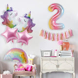 Balon din Folie Metalizata Gradient Vivimall, Figurina Cifra, Tema Aniversare 100 cm, Ambalaj Individual, Pai inclus, Umflare cu Aer sau Heliu, Multicolor, Cifra 2