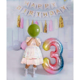 Balon Din Folie Metalizata Gradient Figurina Cifra, Tema Aniversare 100 Cm, Ambalaj Individual, Pai Inclus, Umflare Cu Aer Sau Heliu, Cifra 3 - vivimall.ro